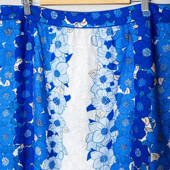 NEW Farm Rio Women’s Skirt Resort Dopamine Dressing Blue Floral Embroidered XL - Picture 3 of 8